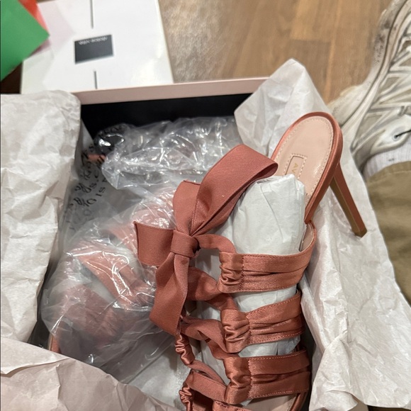 Zara Rust Satin Bow Sandals - Picture 2 of 3